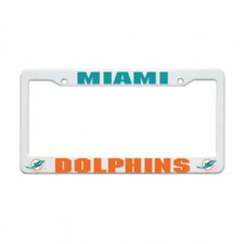 miami dolphins nfl team logo white plastic license plate frame made in usa