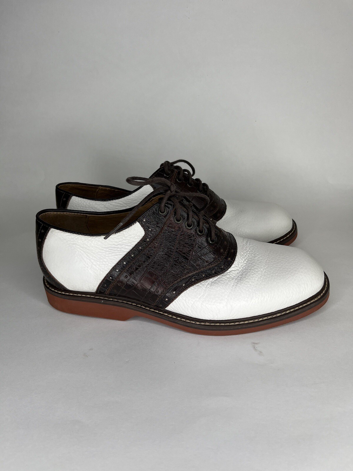 SAOLA Scarpe eleganti stringate Colter Creek By H.S Trask Oxford da uomo taglia 8W bianco marrone