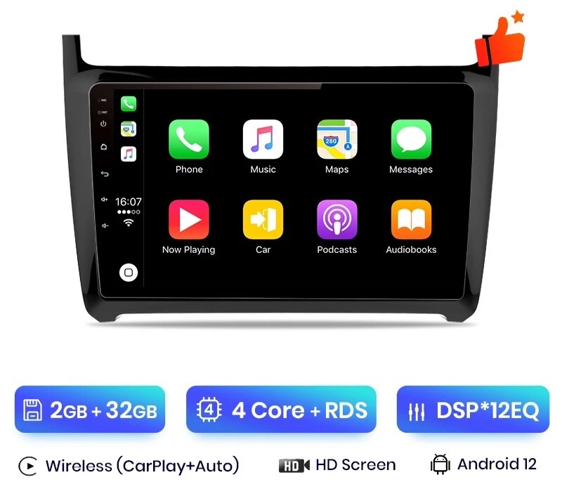 Volkswagen VW POLO 6r 2012-2018 Autoradio 2 Din Android Auto CARPLAY - Immagine 2 di 4