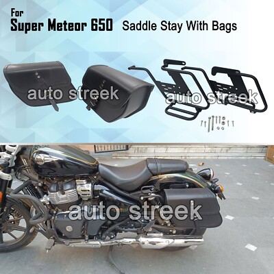 Passend Für Royal Enfield Super Meteor 650 Schwarze Taschen Mit Sattelhalterung