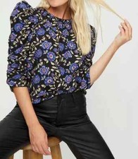 EX DOROTHY PERKINS NAVY SARASA 3/4 PUFF SLEEVE TOP NEW TALL FIT (ref 157) SALE