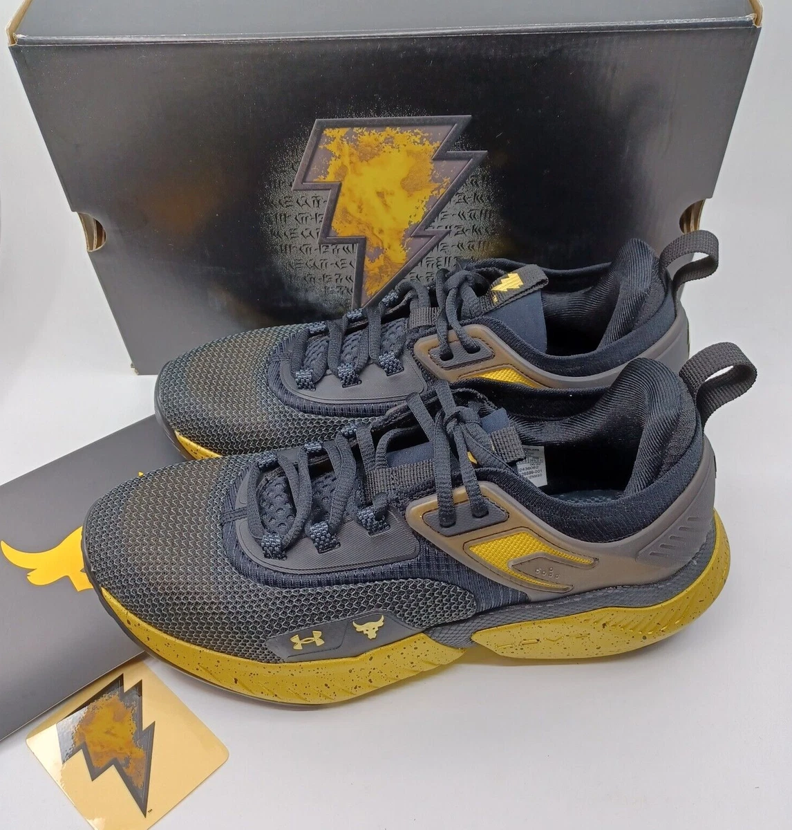 Under Armour Project Rock 5 Black Adam Sneakers Shoes US Size M8.5