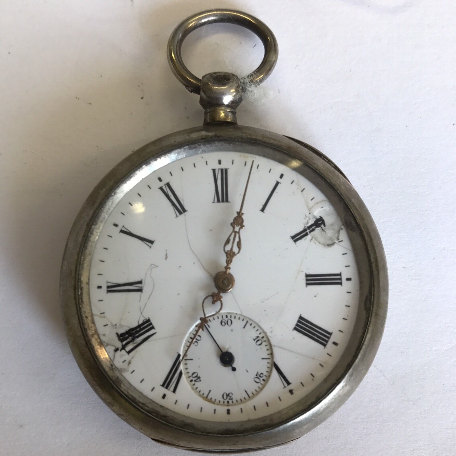 Antique Solid Silver 800 Pocket Watch G.T Cylinder 10 Jewels Working A/F