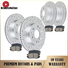 Front Rear Brake Rotors Pads fit for Chevrolet Tahoe GMC Yukon Slotted Brakes