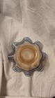 Vintage Amber With Blue Stripes On Ruffle Candy Dish 6" Across — photo 4