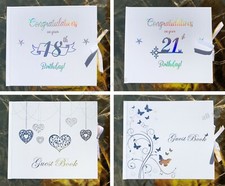 5 Design Guest Book Stunning Silver Glitter Details 22cm x 19cm Birthday Wedding