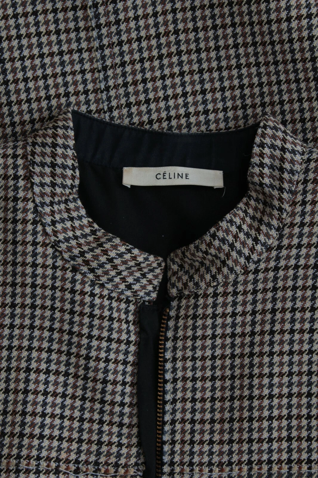 Abito Celine con zip e pied de poule marrone