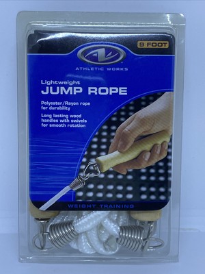 Athletic Works Lightweight Jump Rope 9ft Swivel Wood Handles Polyester/Rayon New