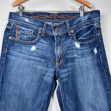 Genetic Denim Jeans Distressed Relaxed Fit Orange Stitching Details 33