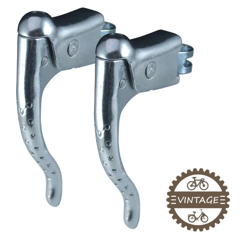 JUEGO DE PALANCA DE FRENO + CAPÓS CICLO VINTAGE 22,2 MM ANTIGUO RETRO FIXIE BLANCO PERFORADO Foto 3 de 4