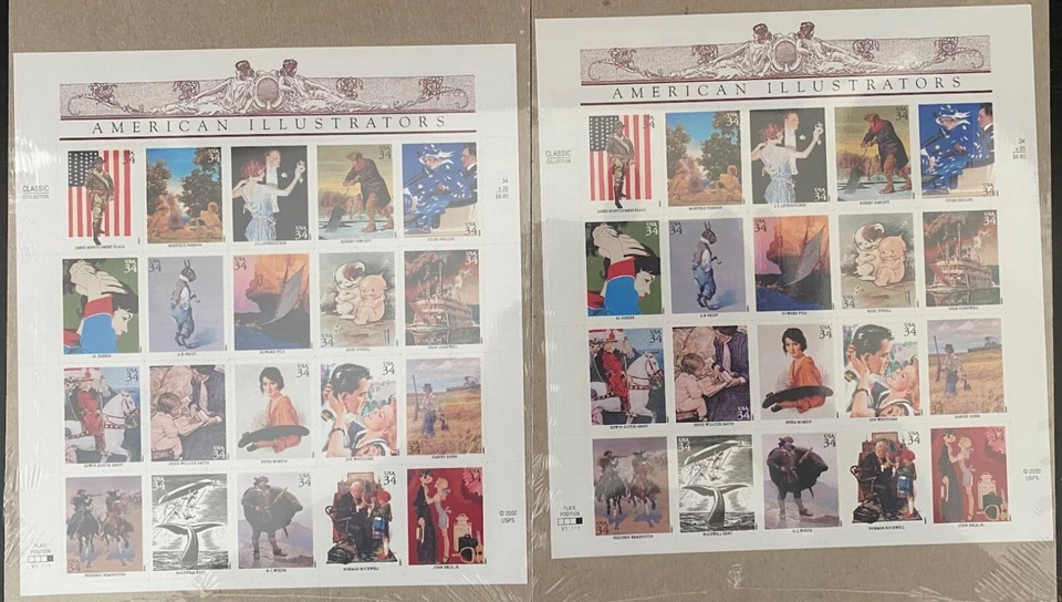 US Stamp Sheets 2000, 2001, 2002 Lot of 19 sheets 302 Stamps USPS Original Packs - Image 3 of 4