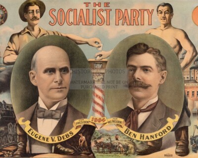 THE SOCIALIST PARTY 1904 CAMPAIGN FLYER EUGENE DEBS & BEN HANFORD 8X10 PHOTO