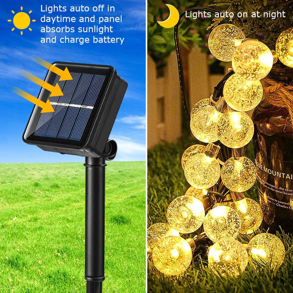 50LED Solar Globe String Lights Fairy Outdoor Festoon Lights Party