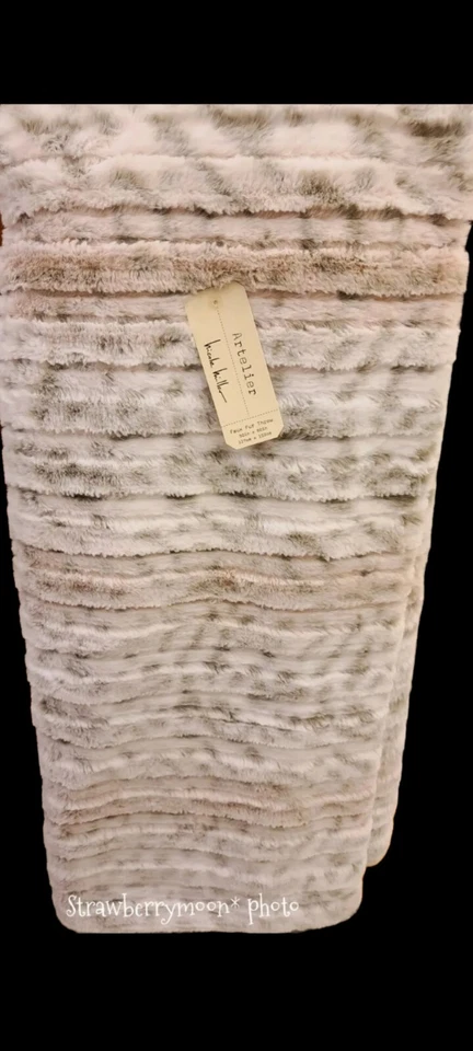 Manta de piel sintética LEOPARDO DE LAS NIEVES blanca gris tostada decoración por Nicole Miller NUEVA Foto 2 de 4