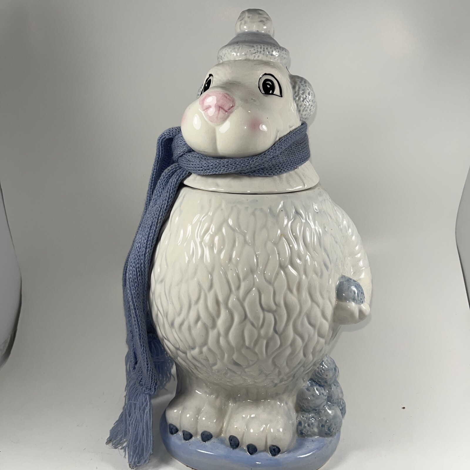 Adorable COOKIE JAR Yeti Polar Bear with Scarf 1800Flowers 14" eBay