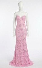 Jovani Sweetheart Lace Gown With Corset Bodice And Lace-Up Back Size 0