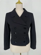 Red Valentino Women's 42/6 Black button front short Blazer double breasted crop