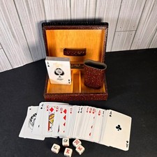 Vtg Hand Tooled Leather on Wood Playing Card ...