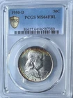 1950 D- Ben Franklin half Dollar, PCGS MS64 FBL- Rainbow Edge Tone, Good Date!