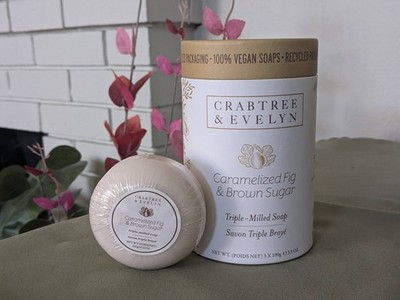 CRABTREE & EVELYN SOAPS CARMELIZED FIG & BROWN SUGAR Triple Milled 3X3.5 oz