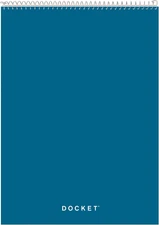 TOPS Docket Wire-Bound Writing Pad, 8-1/2" x 11-3/4", Blue Heavy-Duty Cover, Ext