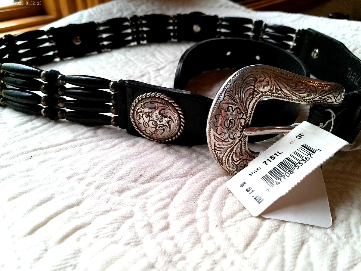 Rhinestone Concho belt buckle, woven leather belt Rhinestone Concho belt buckle, woven leather belt main image 3