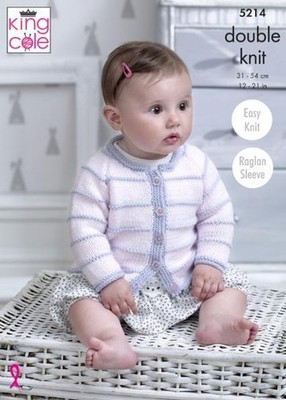 King Cole DK Einfache Strickmuster Raglan Strickjacken 5214