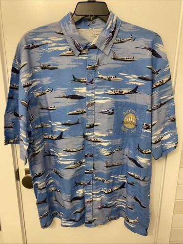 PIPER AEROSTAR 50TH ANNIVERSARY MENS HAWAIIAN SHIRT AOP 2XL AIRCRAFT VINTAGE CUB