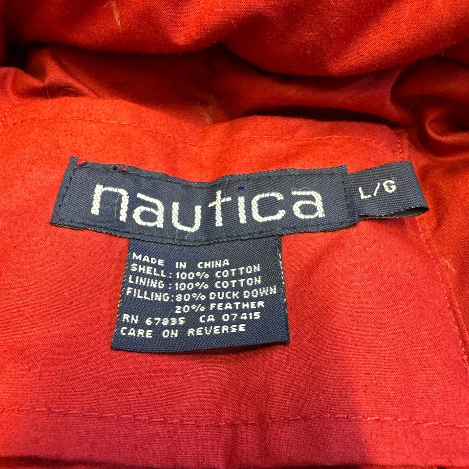 Vintage Nautical Down Puffer Jacket Mens Large Colorblock Blue Green Parka Retro - Image 2 of 4