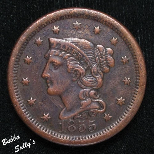 Photo of a 1855-P Large Cent from an eBay listing that sold on Jul 18, 2026