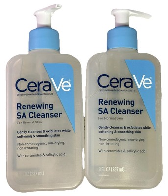 Cerave Renewing SA Cleanser For Normal Skin Gentle Cleases 8 oz (PACK OF 2)