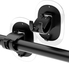 2 Pack No Drill Curtain Rod Brackets, Self Adhesive, Black  Nail Free, No Drill