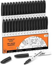 Shuttle Art Dry Erase Markers, 32 Pack 1 Count (Pack of 32), 32 Black 