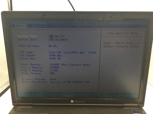 GATEWAY MODEL E 475M - BOOTS TO BIOS - INTEL CORE 2 DUO - 2GB RAM - READ - BB - Picture 2 of 8