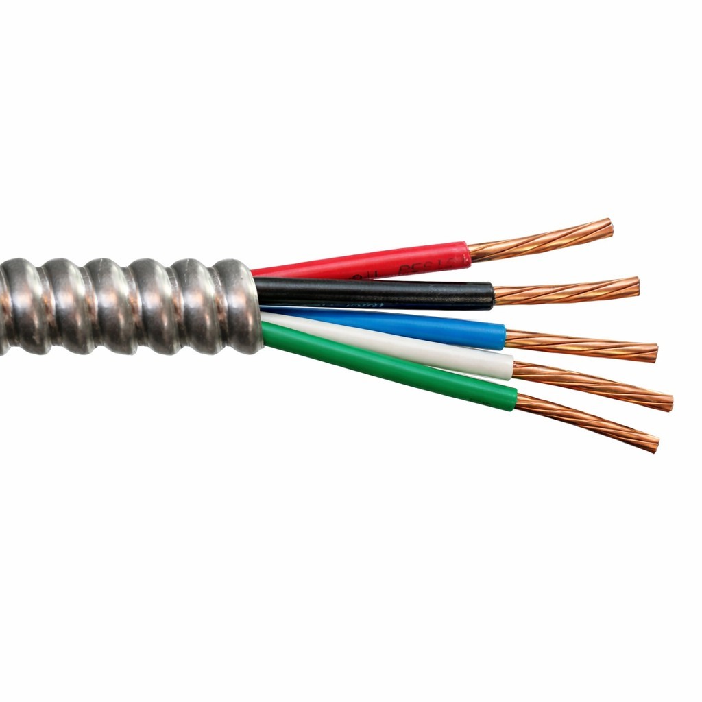 ケーブル・シールド pcocc 4-CONDUCTORS CABLE 500' 2 AWG 4 Conductor With Ground Type MC Copper Metal Clad Cable