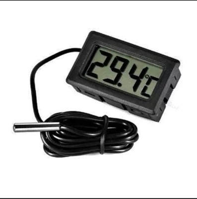 mini Thermometer Temperatur Anzeige mit Fühler digital 1m  -5m Kabel schwarz LCD