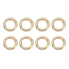 Spring O Rings, 8Pcs 0.8 Inch Metal Round Clips Keychain, Light Gold