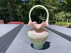 Fenton Lotus Mist Burmese Daisies & Dragonfly Basket Limited Edition 6531 ES