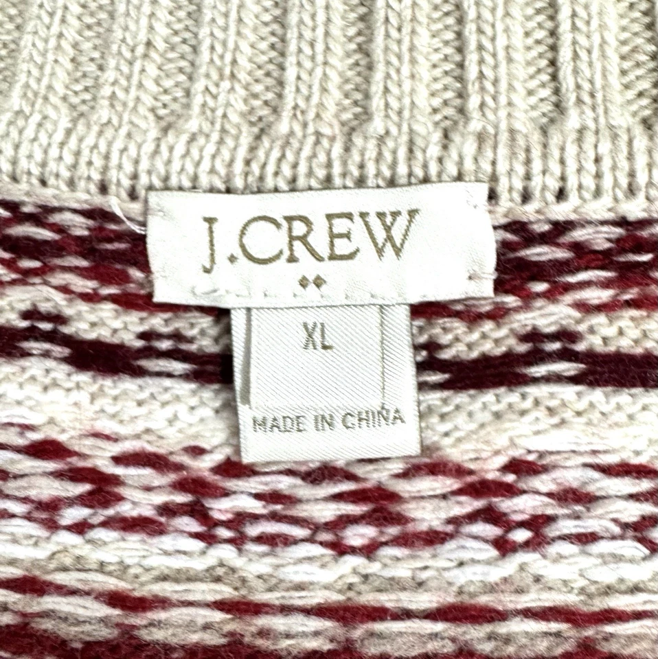 J. Женский свитер Crew XL Fair Isle нордическая шерстяная смесь бежевый/бордовый - Изображение 3 из 4