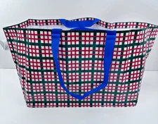 IKEA Vinterfint Holiday Large Tote Reuseable Shopping Bag Check Pattern 19G/71L