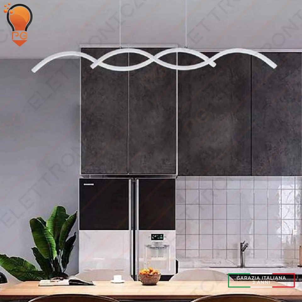 Lampadario a sospensione soffitto sospeso a LED 25W moderno da soggiorno cucina - Immagine 2 di 4