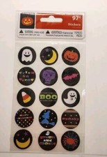 Halloween Charcters in Circles with Embellishments Dimensional Stickers