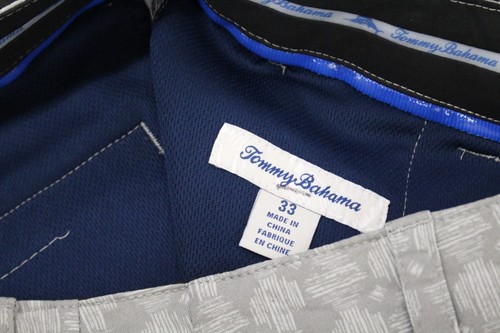 Tommy Bahama pantaloncino chino uomo tg 33 grigio geometrico piatto davanti casual