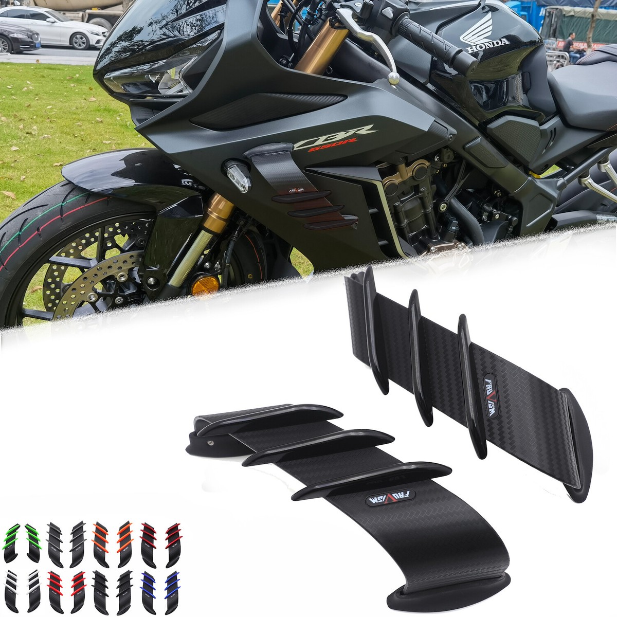 Universal Motorcycle Front Fairing Winglets Side Spoilers Dynamic