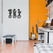 3PCS Flower Metal Wall Art Decor Metal Wall Hanging for Living Room Bedroom