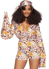 Leg Avenue 2 PC Boogie Down Babe Disco 70's Groovy Hippie Costume Large