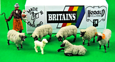 1:32 Britains Farm Tiere – Mix Aus Kerry Hill & Oxford Down Schafen Mit Lämmern (gebraucht)