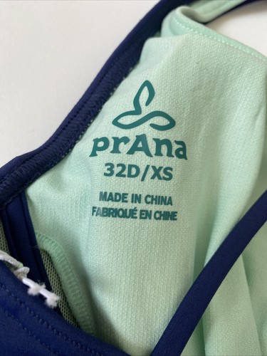 prAna Women’s 32D Navy Blue With Lime Interior Bralette Racerback Swim Tank - 第 12/12 張圖片