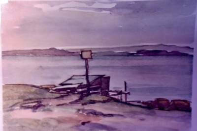 2x Taylor Ernest Archibald 1913 Isle of Arran Lithographie +Boat-House + wet day