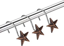 Agptek Star Decorative Rustic Shower Curtain Hooks for Home Bathroom, Set of 12,